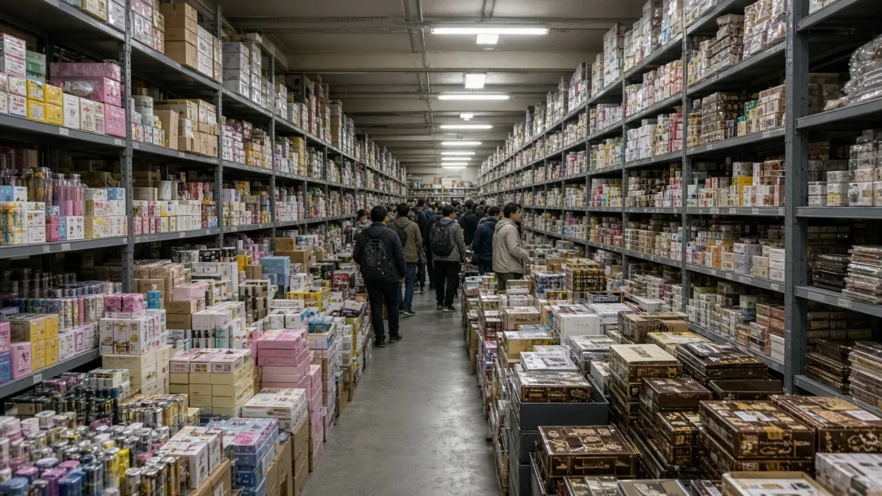 Illustrative photo of a wholesale market aisle. Not a specific stall or supplier.